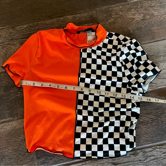 Fashion nova bike shorts Shein top checkered flag work out M - Picture 5 of 10